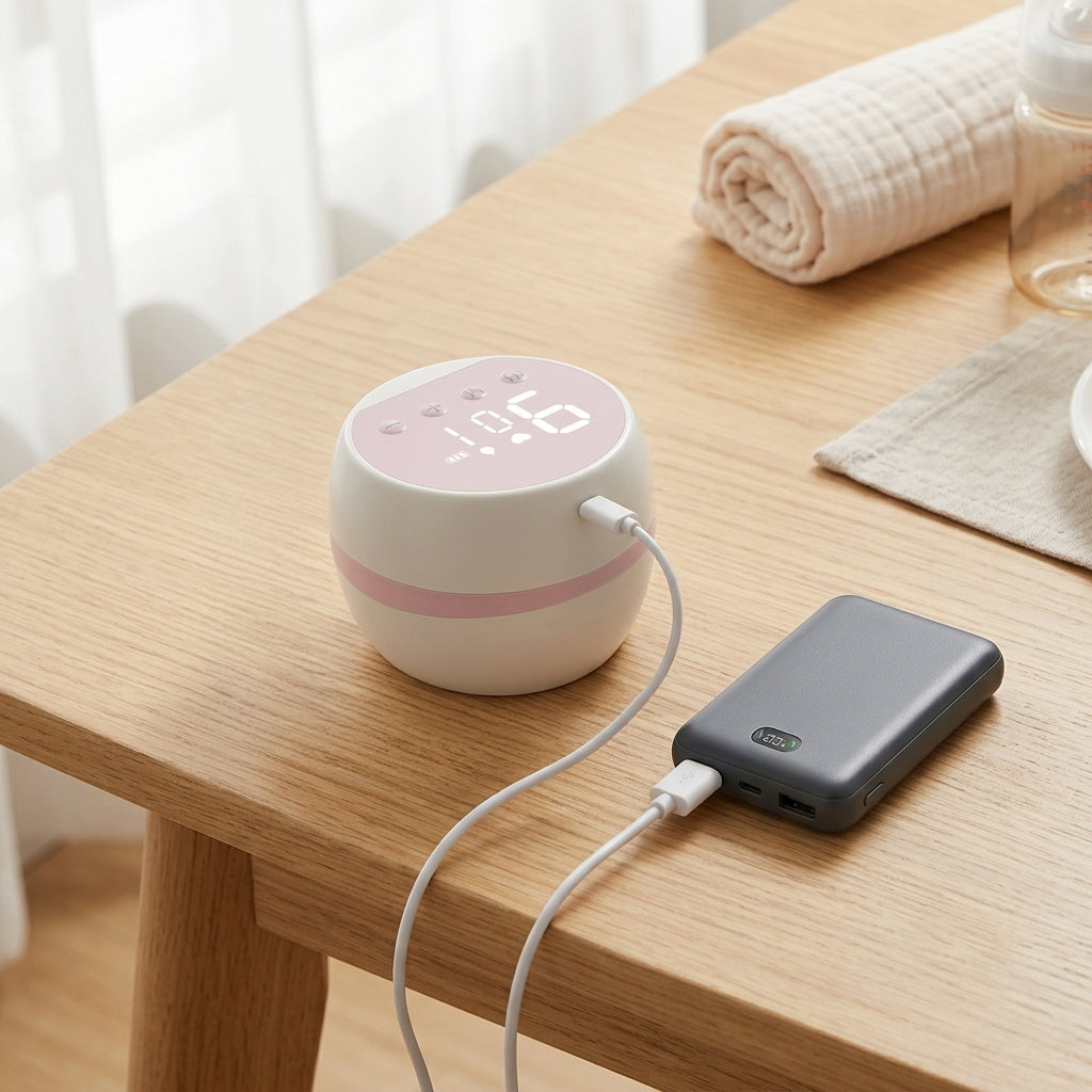Tire lait blanc qui charge sur chargeur externe