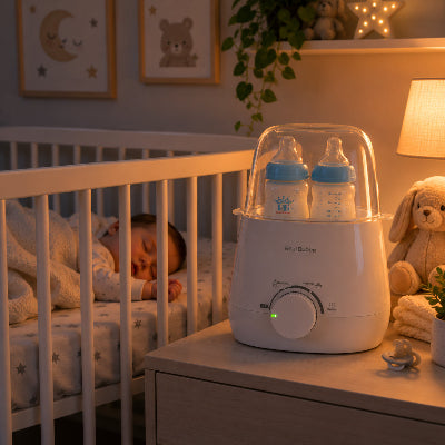 Bébé endormi dans son ilt avec chauffe biberon dans chambre