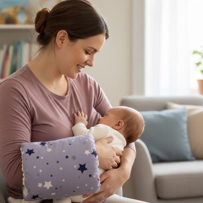 Brassard d'allaitement étoile sur le bras de la mère et bébé boit