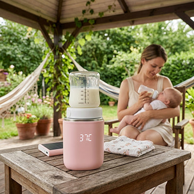Chauffe biberon nomade rose jardin maman biberon bébé