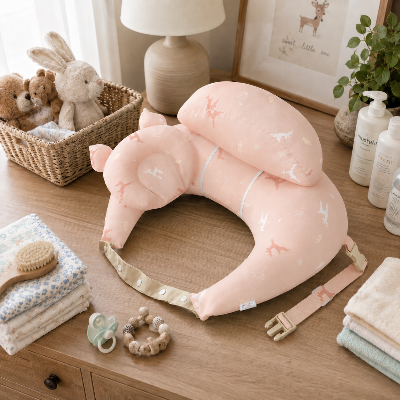 Coussin allaitement posé sur la commode de bébé