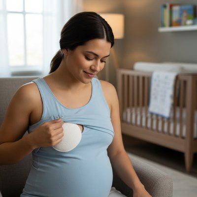 Coussinet d'allaitement posé sous camisole femme
