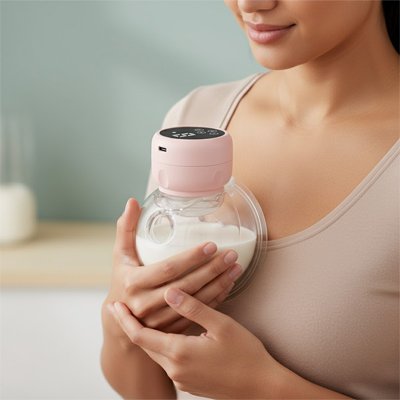 Femme montre un tire lait portable