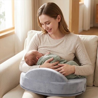 Maman qui allaite sur coussin d'allaitement
