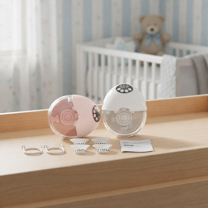 Tire lait portable blanc et rose dans chambre de bébé